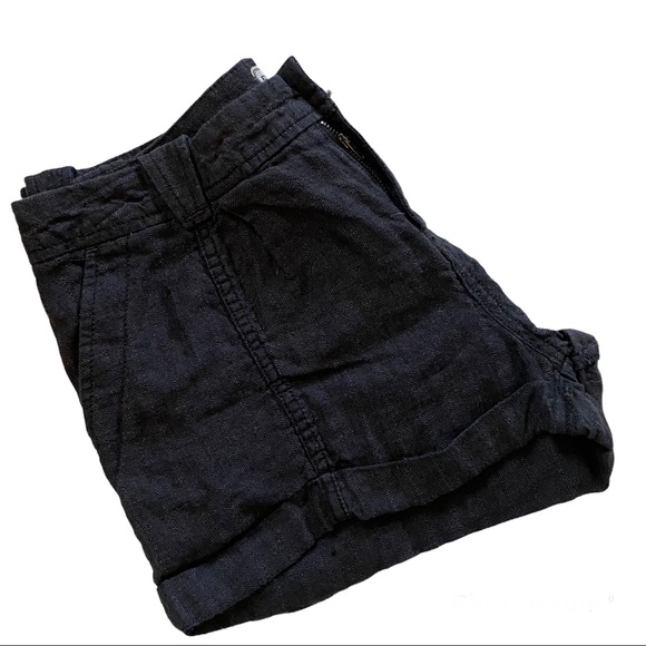 FREE PEOPLE 100% Linen, Cuffed Shorts in Charcoal Sz 4 NWT - Picture 3 of 6